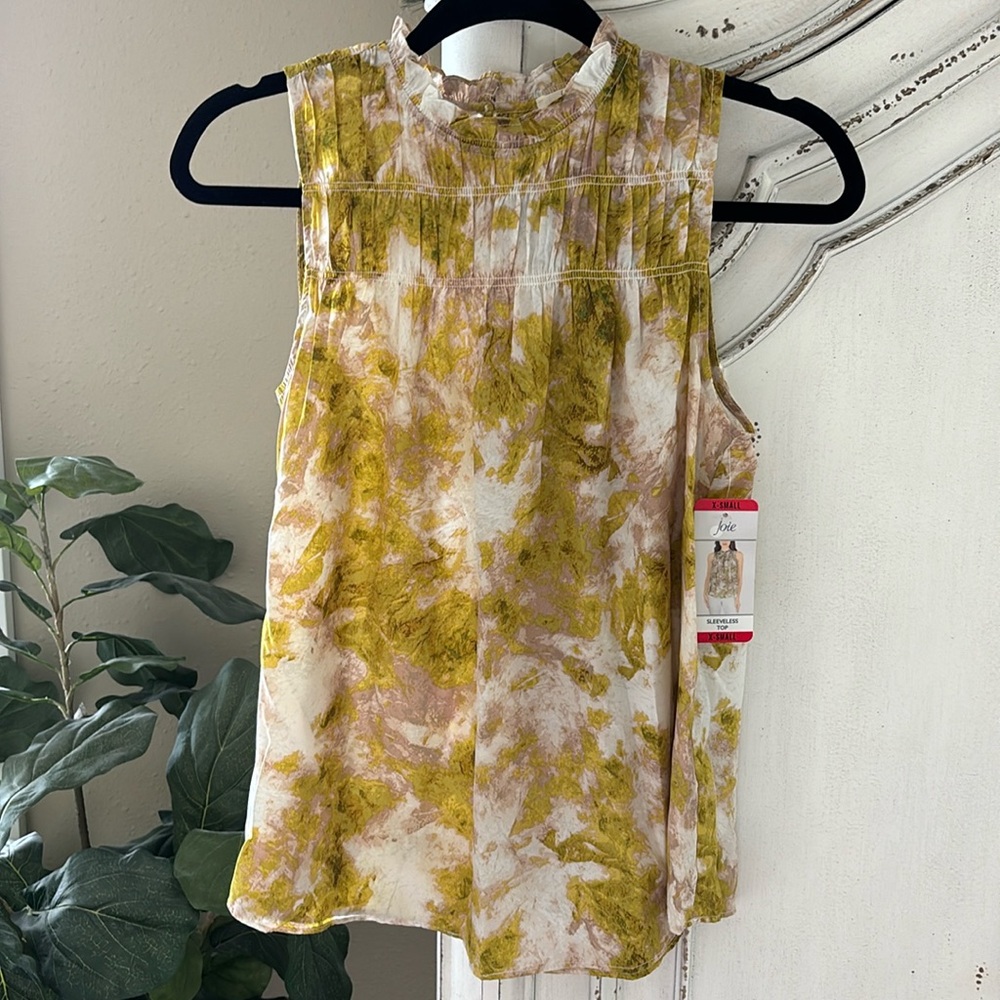 NWT Joie Summer Porcelain Print Sleeveless Smocked Blouse, Women’s Size XS